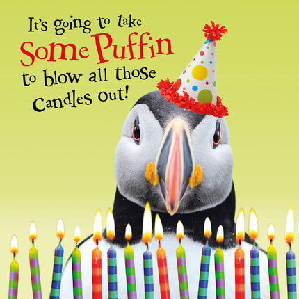 Funny Birthday Card for Men or Women - 'Take Some Puffin' Candle Joke - Amusing Birthday Greeting Card