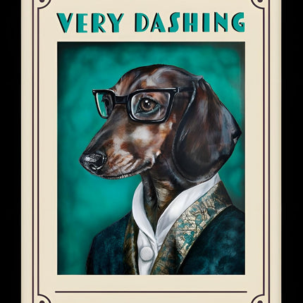'Very Dashing' by Victoria Coleman Dachshund Dog Framed Wall Art - 43.5 x 33.5 cm Ready to Hang Artwork Print for Home Decor - Pictures, Paintings & Prints for Living Room, Bedroom, Kitchen