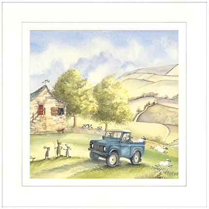 Farm Animals Framed Print Wall Art - 'Carrot Farm Detail II' by Catherine Stephenson - Whimsical Countryside Picture - Ready to Hang Home Décor - 43.5cm x 43.5cm