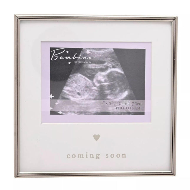 Widdop & Co. Baby Scan Photo Frame - Baby's Ultrasound Silver Plated Picture Frame - Pregnancy Announcement & Baby Shower Idea - Keepsake Frame for Expecting Parents - “Coming Soon”