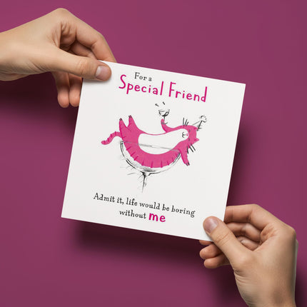 Funny Birthday Card for a Special Friend - Amusing Cat & Cocktail Design - Premium Greeting Card with Envelope for Women