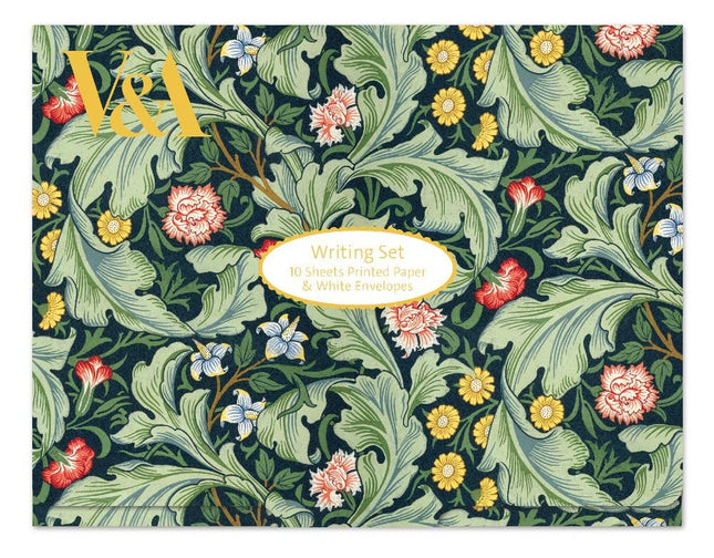 Writing Paper Set - Leicester Wallpaper by J.H. Dearle - 10 Sheets with Envelopes - Stylish Stationery