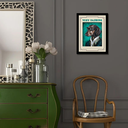 'Very Dashing' by Victoria Coleman Dachshund Dog Framed Wall Art - 43.5 x 33.5 cm Ready to Hang Artwork Print for Home Decor - Pictures, Paintings & Prints for Living Room, Bedroom, Kitchen