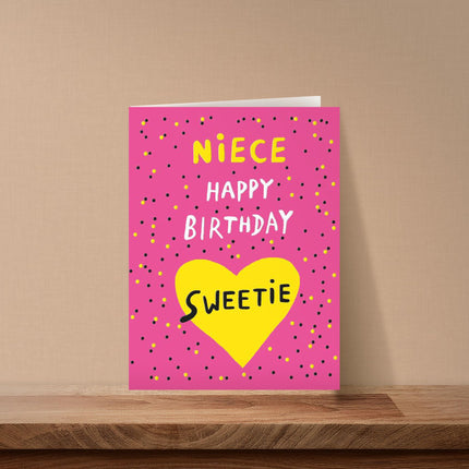 Birthday Card for Niece - Vibrant Love Heart Design - Textured Embossed Finish - Premium Greeting Card with Envelope
