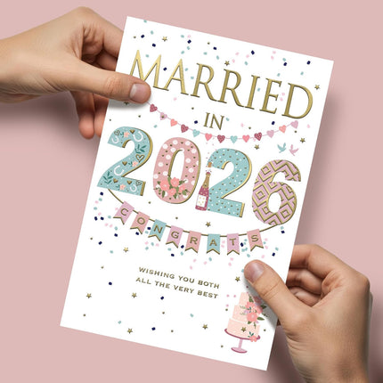 Congratulations Wedding Card – Champagne & Confetti Foil Design (Married in 2026)