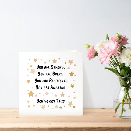 Encouragement Card for Women - You are Strong, You Got This, Inspirational Quote - Motivational Premium Greeting Card with Envelope - Eco-Friendly & Recyclable