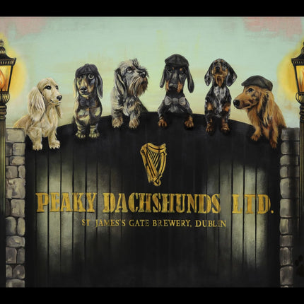 ‘Peaky Dachshunds’ Funny Dog Framed Print – Dachshund Wall Art by Craig Kenny – Animal Lover Gift – Ready to Hang – 53.5 x 43.5 cm