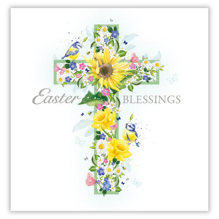 Religious Easter Greeting Cards Pack of 6 - Easter Cards with 2 Assorted Designs - Church Window and Cross - General Multipack for Family and Friends - 127 x 127mm