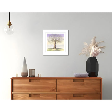 Tree & Rabbits Framed Print Wall Art - 'Last Carrot to Fall' by Catherine Stephenson - Delightful Nature Inspired Picture - Ready to Hang Home Décor - 33 x 33cm
