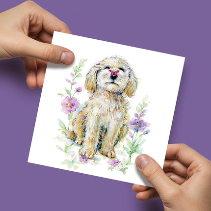 Blank Notecards Pack of 6 - Cute Dog & Flowers Design - Premium Greeting Cards Multipack with Envelopes - Suitable for Birthdays & Other Occasions