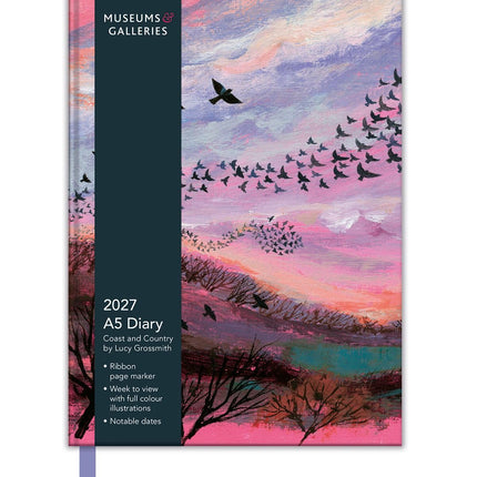 2027 A5 Desk Diary - Week to View - Coast and Country by Lucy Grossmith