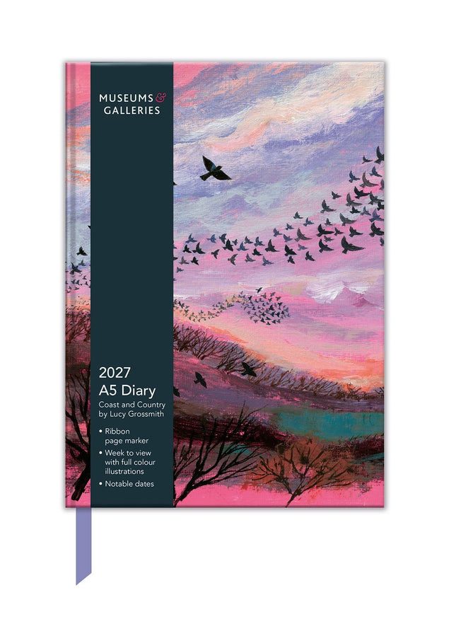 2027 A5 Desk Diary - Week to View - Coast and Country by Lucy Grossmith