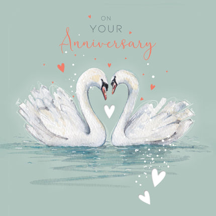 Your Anniversary Card - Pretty Swans Design - Romantic Anniversary Greeting Card for a Special Couple