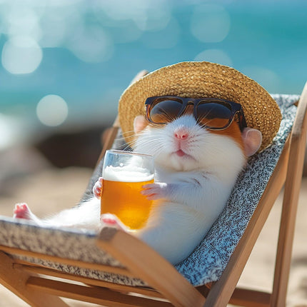 Blank Greeting Card for Men - Cute Hamster & Beer Design - Premium Greeting Card with Envelope - Suitable for Birthdays & Other Occasions