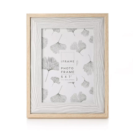 Widdop and Co Photo Frame 5x7 Inch, Wood & Grey Two Tone Design