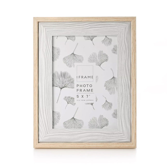 Widdop and Co Photo Frame 5x7 Inch, Wood & Grey Two Tone Design