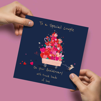Anniversary Card for Special Couple - Cute Mouse and Heart Design - For Friends or Family - Premium Greeting Card with Envelope