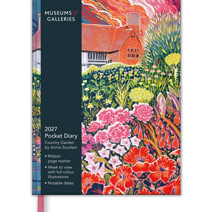 2027 A6 Pocket Diary - Week to View - Country Garden Design by Annie Soudain
