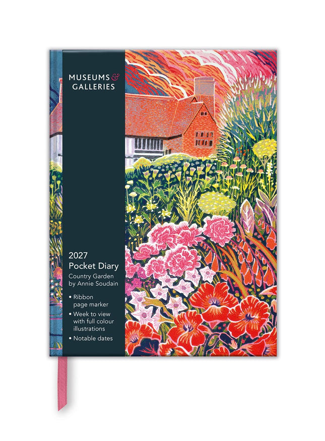 2027 A6 Pocket Diary - Week to View - Country Garden Design by Annie Soudain