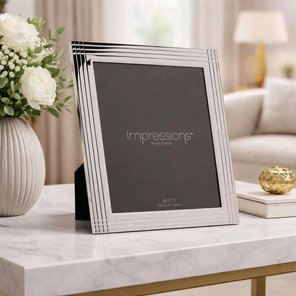Widdop & Co. Silver Plated Photo Frame 8 x 10 Inch - Modern Metal Picture Frame - Decorative Photo Display for Home, Office, Wedding & Family Photos