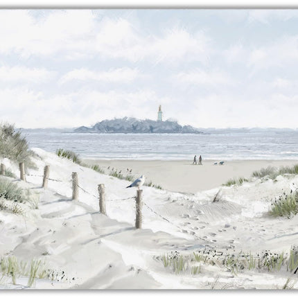 Seascape Canvas Print Wall Art - 'White Sands II' by Richard Macneil - Nautical Themed Artwork - Ready to Hang Home Décor - 30 x 40cm
