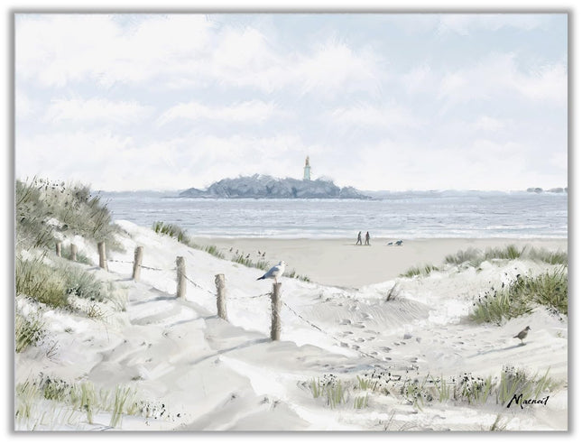 Seascape Canvas Print Wall Art - 'White Sands II' by Richard Macneil - Nautical Themed Artwork - Ready to Hang Home Décor - 30 x 40cm