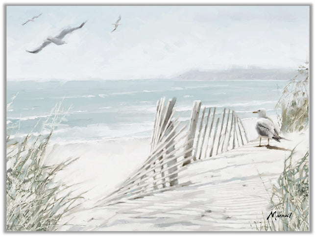 Seascape Canvas Print Wall Art - Nautical Themed Home Decor - Richard Macneil Artwork - Ready to Hang 'Coastal Dunes' Painting - 30 x 40cm