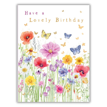 Birthday Card for Women - Pretty Floral and Butterfly Design - Vibrant Birthday Greeting Card with Envelope