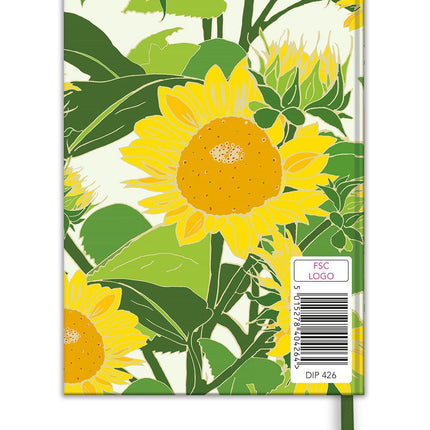 2027 A6 Diary - Week to View Compact Pocket Diary - Sunflower Design by Emily Burningham - UK Planner with Ribbon Bookmark