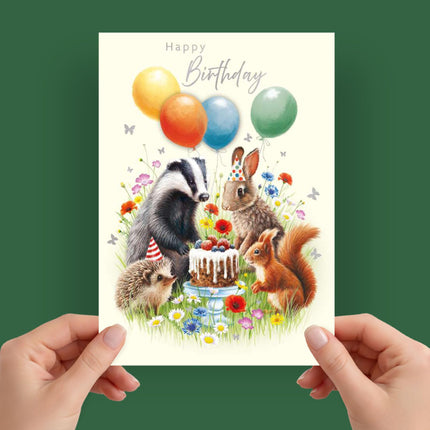 Birthday Card - Wildlife Birthday Party - 3D Embellishment & Foil Finish - Eco-Friendly & Made in the UK