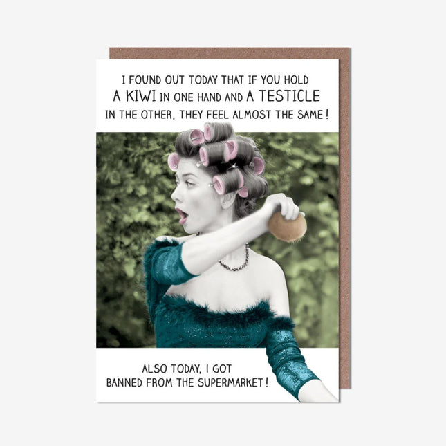 Funny Birthday Card for Women - Rude 'Kiwi' Joke Retro Photo Style Design - Blank Inside - Vintage Style Greeting Card