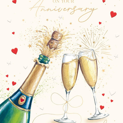 Anniversary Card for Mum and Dad, Champagne Celebration Design