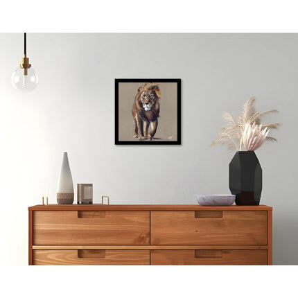 Wildlife Framed Print Wall Art - 'Breeze the Lion' by Louise Luton - Stunning Animal Picture - Ready to Hang Home Décor - 43.5 x 43.5 cm