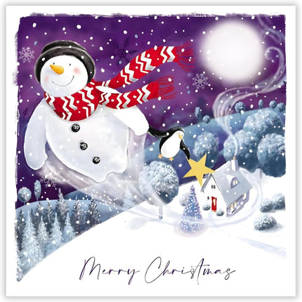 Charity Christmas Cards - Pack of 10 Premium Christmas Greeting Cards with Envelopes - Festive Snowman & Penguin - Supporting UK Charities