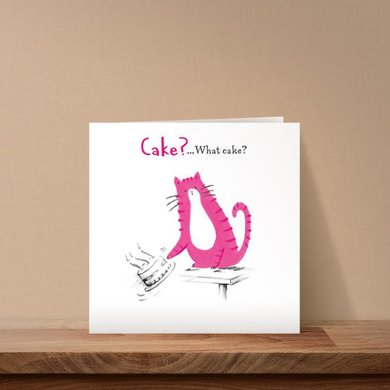 Funny Birthday Card for Women - Amusing Cat & Cake Joke - Premium Greeting Card with Envelope