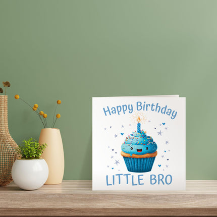 Birthday Card for Little Brother - Fun Cake Design - Premium Greeting Card with Envelope for Little Bro - Eco-Friendly & Recyclable