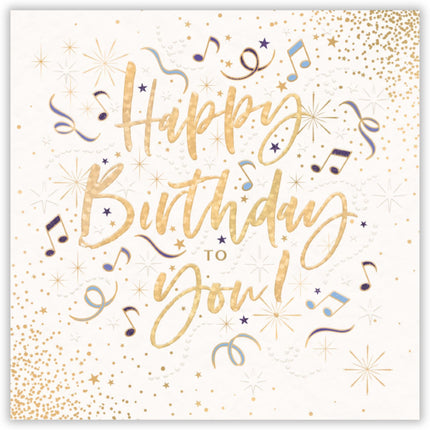 Birthday Card for Men - Contemporary Music Notes & Stars - Premium Happy Birthday Greeting Card with Envelope