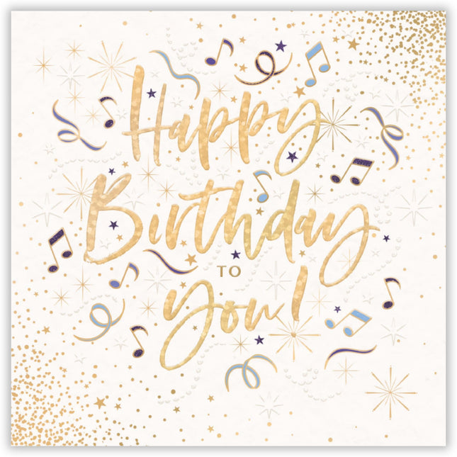 Birthday Card for Men - Contemporary Music Notes & Stars - Premium Happy Birthday Greeting Card with Envelope