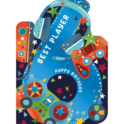 6th Birthday Card for Boys - Vibrant Gamer-Themed Design - Embossed Foil Finish - Age 6 Birthday Greeting Card for Him