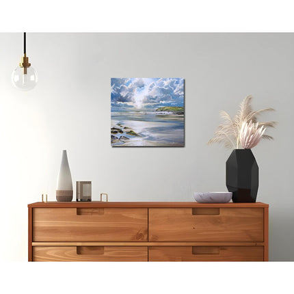 Coastal Scene Canvas Print - In the Distance I Painting by Duncan Palmar - Contemporary Seaside Themed Artwork - 40 x 40cm
