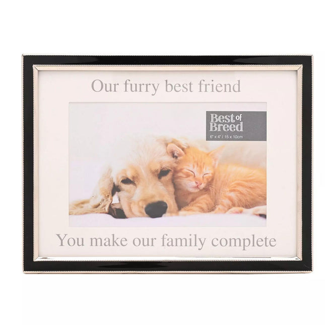 Widdop & Co. Pet Photo Frame 6x4'' - Stylish Black Design with ‘Our Furry Best Friend’ Sentiment - Free-Standing Frame - Best of Breed Range