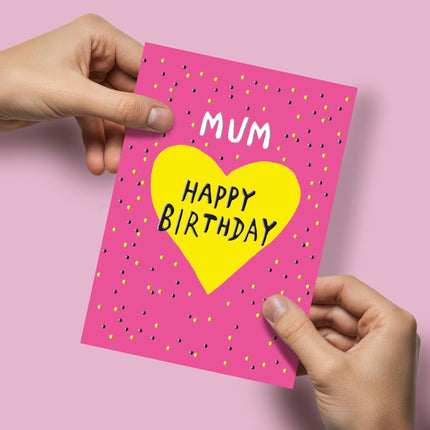 Birthday Card for Mum - Vibrant Love Heart Design - Textured Embossed Finish - Premium Greeting Card with Envelope
