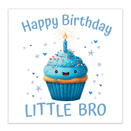 Birthday Card for Little Brother - Fun Cake Design - Premium Greeting Card with Envelope for Little Bro - Eco-Friendly & Recyclable
