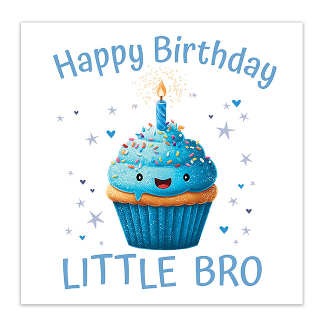 Birthday Card for Little Brother - Fun Cake Design - Premium Greeting Card with Envelope for Little Bro - Eco-Friendly & Recyclable