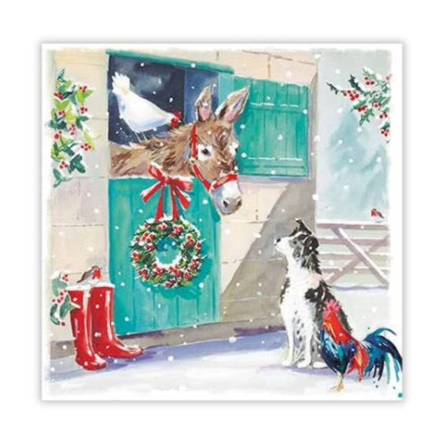 Charity Christmas Cards Pack of 6 - Charity Christmas Cards with Farmyard Animals Design - Eco-Friendly Xmas Cards Multipack with Envelopes