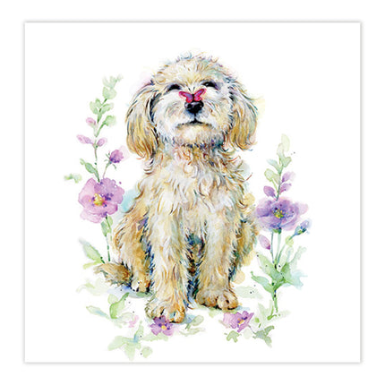 Blank Notecards Pack of 6 - Cute Dog & Flowers Design - Premium Greeting Cards Multipack with Envelopes - Suitable for Birthdays & Other Occasions