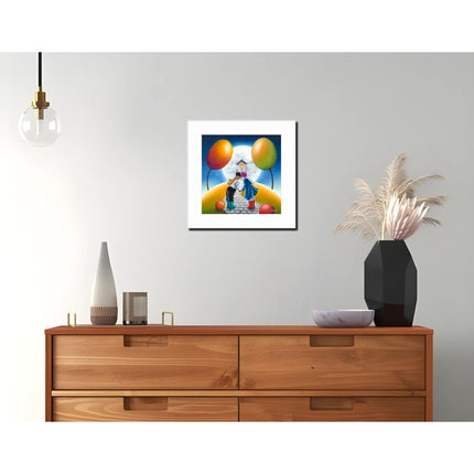 Modern Romantic Framed Print Wall Art - Contemporary Love Themed Home Decor - Claire Baxter Artwork - Ready to Hang 'Thanking Our Lucky Stars' Painting - 43.5 x 43.5cm