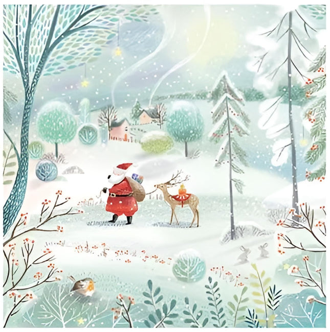 Charity Christmas Cards Pack of 6 - Charity Christmas Cards with Santa's Winter Walk Scene - Eco-Friendly Xmas Cards Multipack with Envelopes