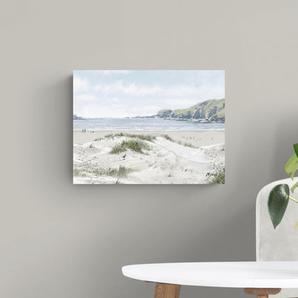 Seaside Dog Walk Canvas Wall Art - 'White Sands III' by Richard Macneil - Charming Coastal Print - Ready to Hang Home Décor - 40cm x 30cm