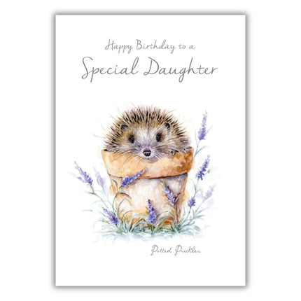 Birthday Card for Daughter - Cute Hedgehog in Plant Pot - 'For a Special Daughter' Birthday Greeting Card with Envelope